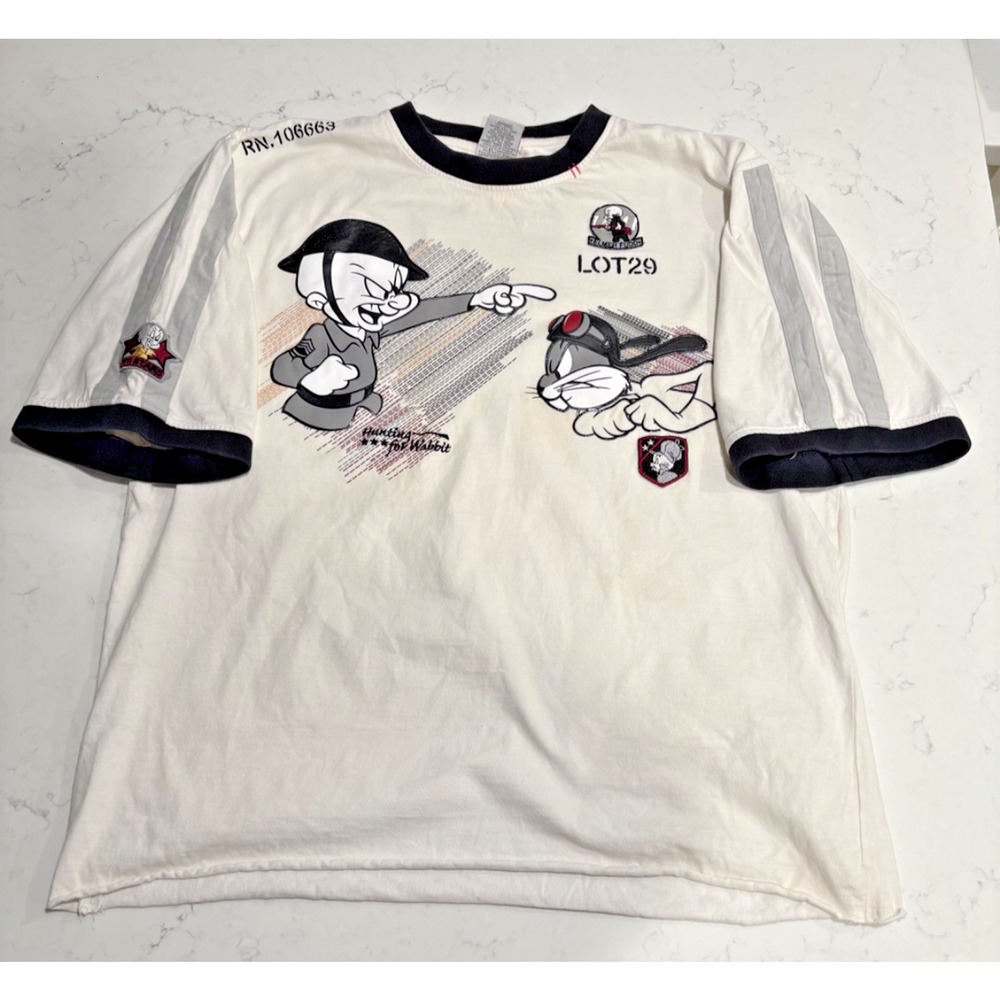 Vintage Lot 29 Looney Tunes Elmer Fudd "Hunting for Wabbit" Y2K Graphic Tee - L